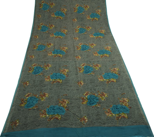 Sushila Vintage Saree 100% Pure Georgette Silk Printed Floral with Blouse Fabric