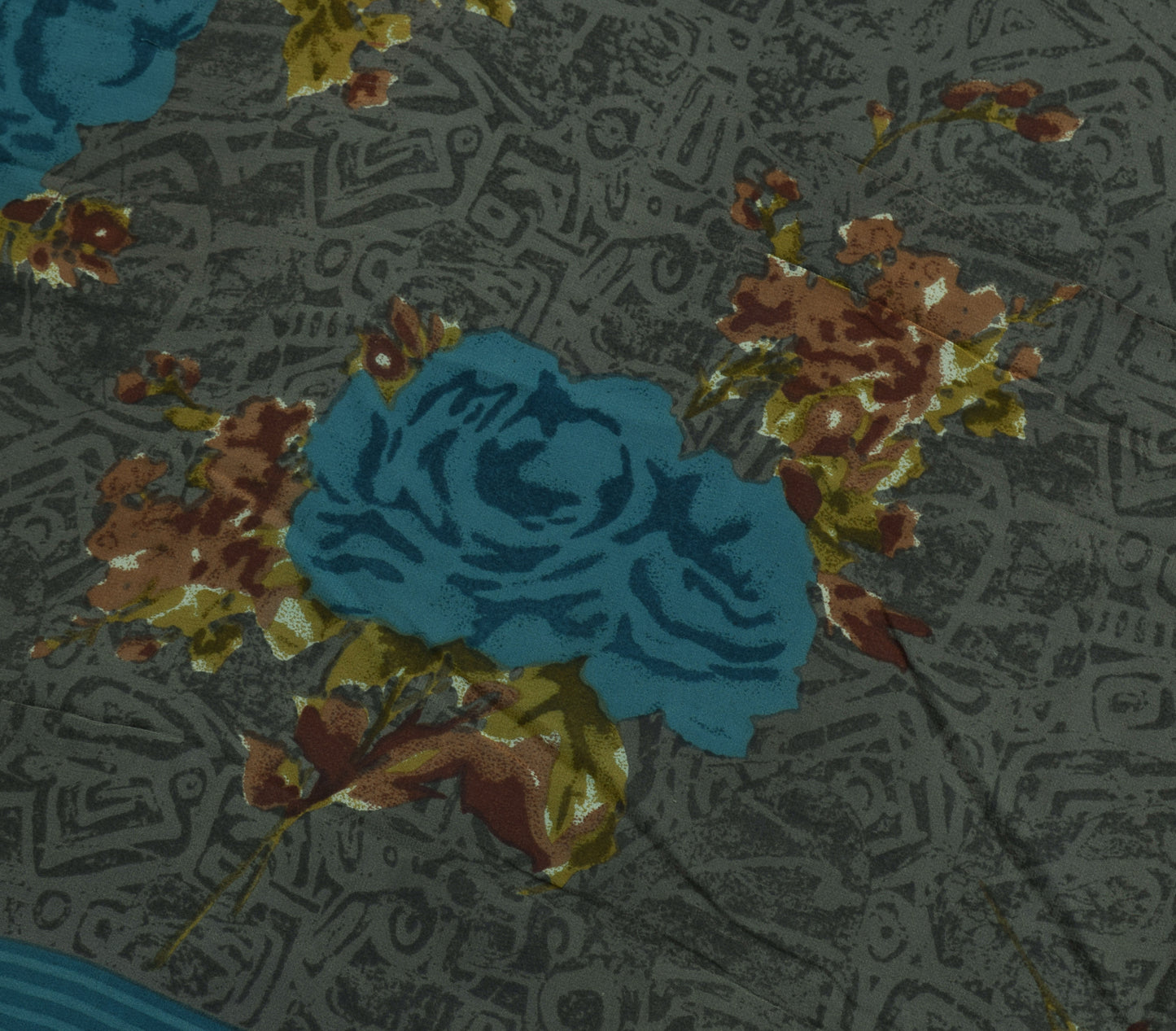 Sushila Vintage Saree 100% Pure Georgette Silk Printed Floral with Blouse Fabric