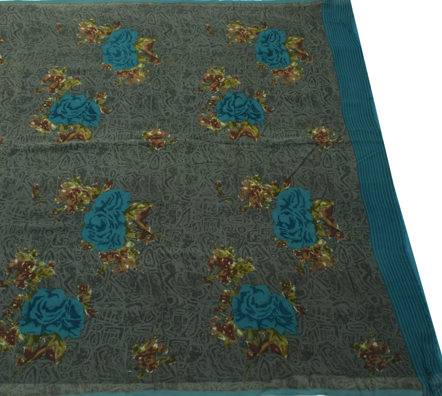 Sushila Vintage Saree 100% Pure Georgette Silk Printed Floral with Blouse Fabric