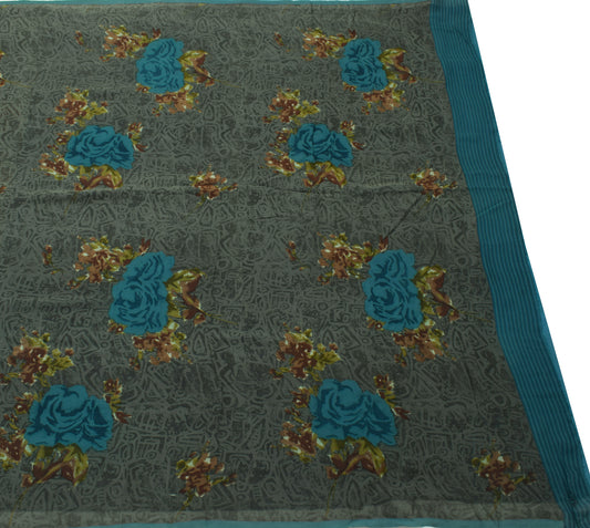 Sushila Vintage Saree 100% Pure Georgette Silk Printed Floral with Blouse Fabric