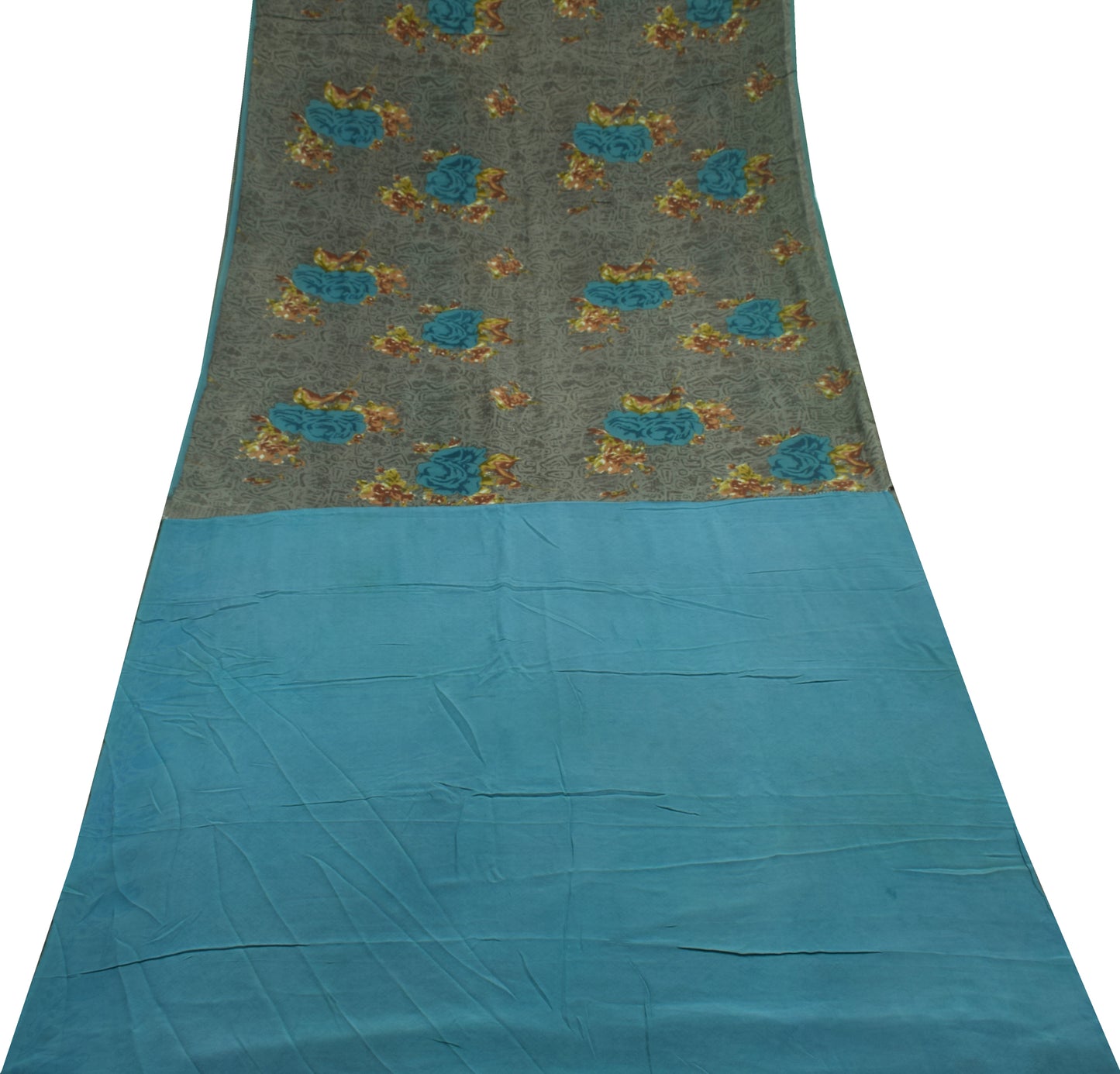 Sushila Vintage Saree 100% Pure Georgette Silk Printed Floral with Blouse Fabric