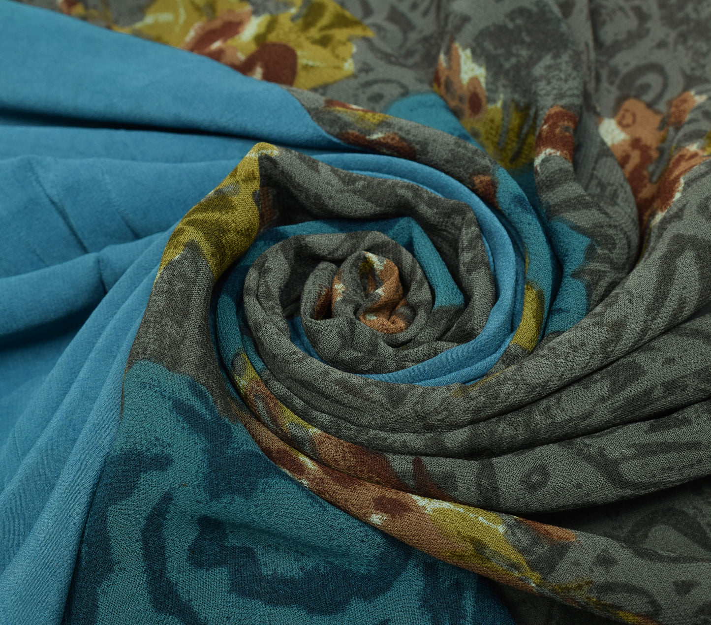 Sushila Vintage Saree 100% Pure Georgette Silk Printed Floral with Blouse Fabric