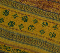 Sushila Vintage Green Saree 100%Pure Georgette Silk Printed Zig-Zag Craft Fabric