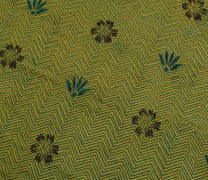 Sushila Vintage Green Saree 100%Pure Georgette Silk Printed Zig-Zag Craft Fabric