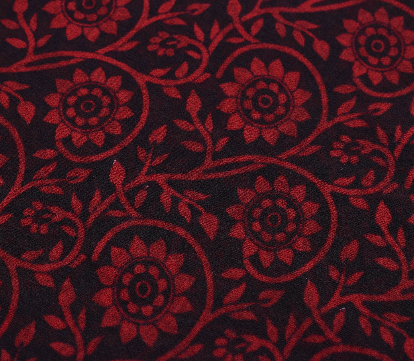 Sushila Vintage Black Saree 100% Pure Georgette Silk Printed Floral Craft Fabric