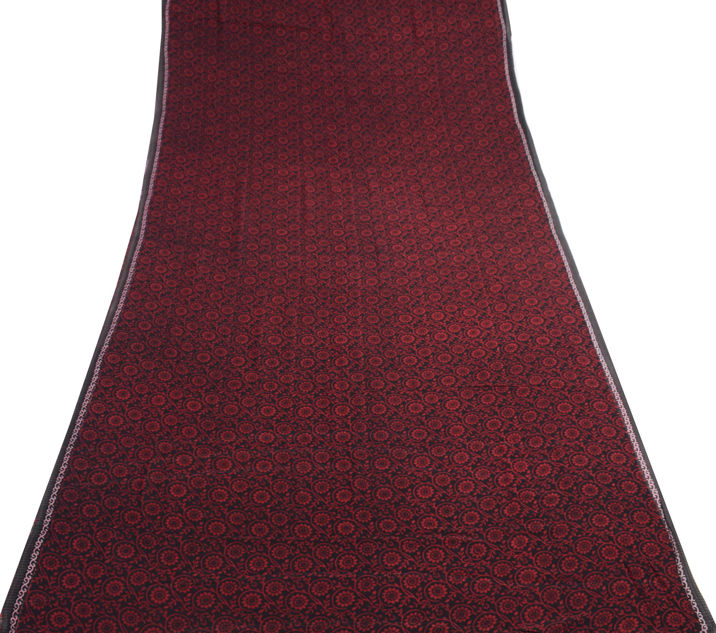 Sushila Vintage Black Saree 100% Pure Georgette Silk Printed Floral Craft Fabric