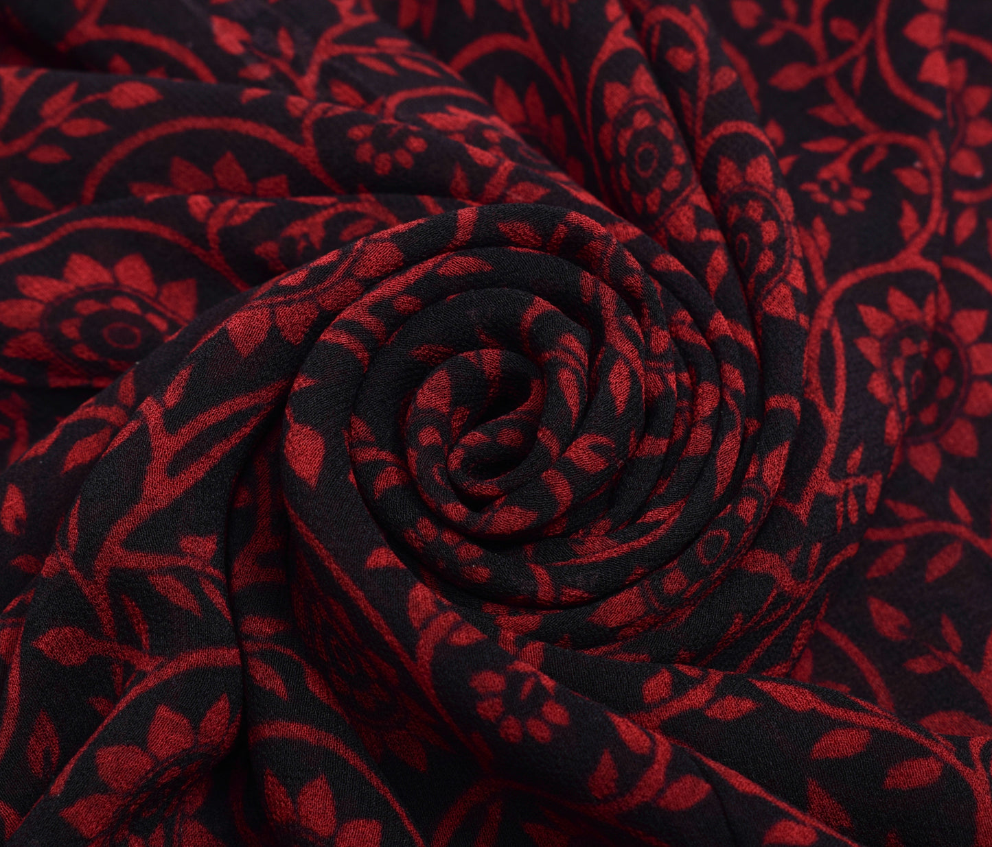 Sushila Vintage Black Saree 100% Pure Georgette Silk Printed Floral Craft Fabric