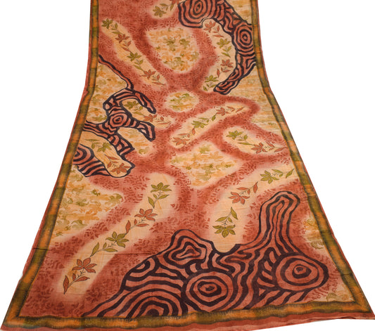 Sushila Vintage Multi-Color Saree 100% Pure Georgette Silk Printed Craft Fabric