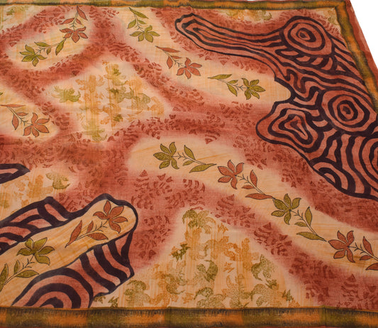 Sushila Vintage Multi-Color Saree 100% Pure Georgette Silk Printed Craft Fabric