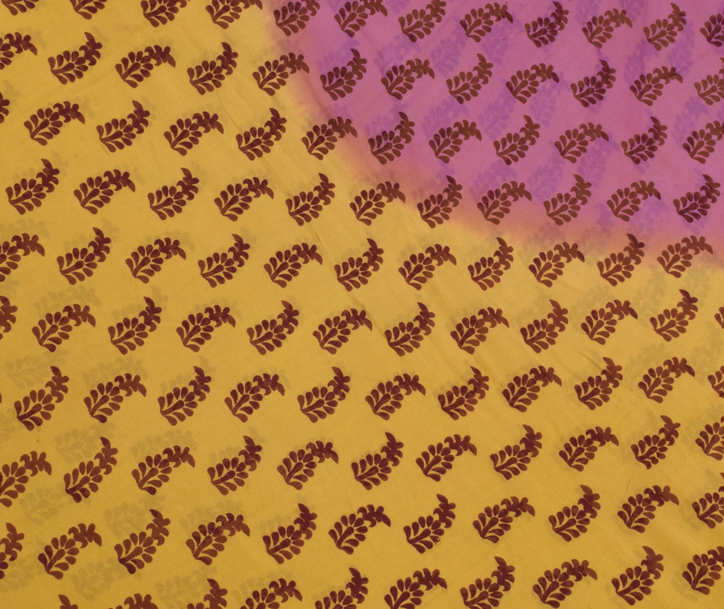 Sushila Vintage Mustard Saree 100% Pure Georgette Printed Floral Craft Fabric