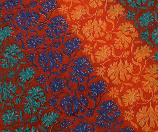 Sushila Vintage Red Saree 100% Pure Georgette Silk Printed Floral Craft Fabric