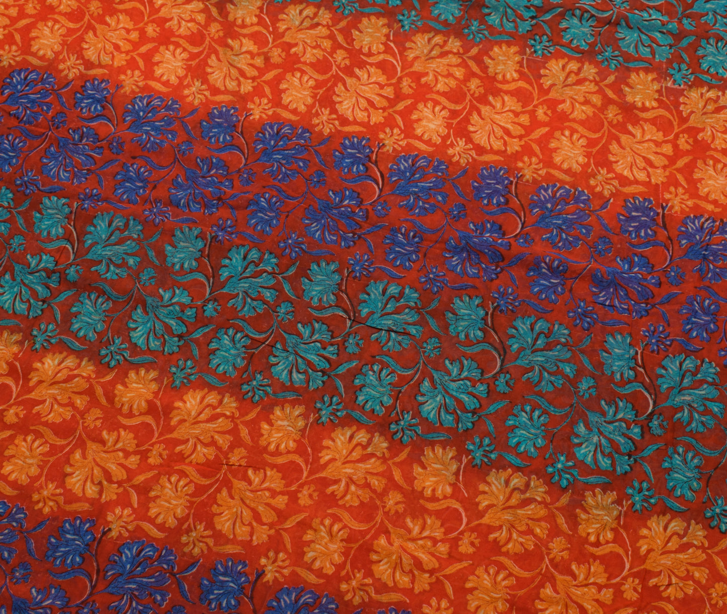 Sushila Vintage Red Saree 100% Pure Georgette Silk Printed Floral Craft Fabric