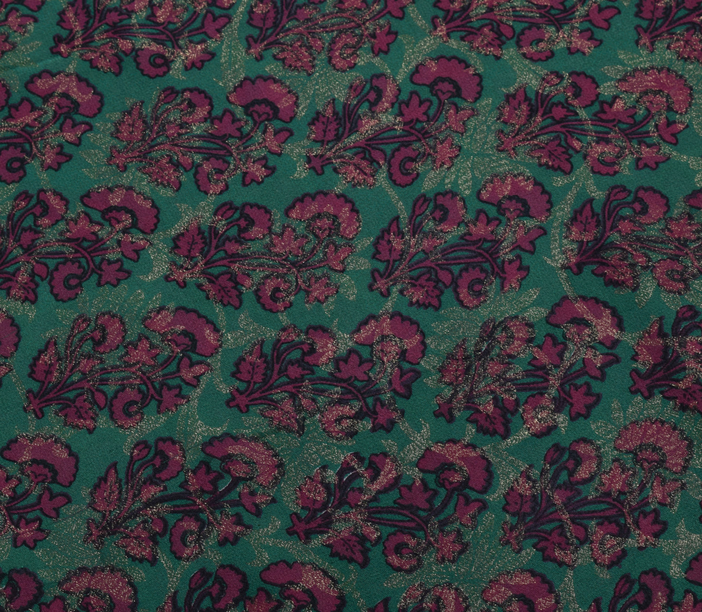 Sushila Vintage Green Saree 100% Pure Georgette Silk Printed Floral Craft Fabric