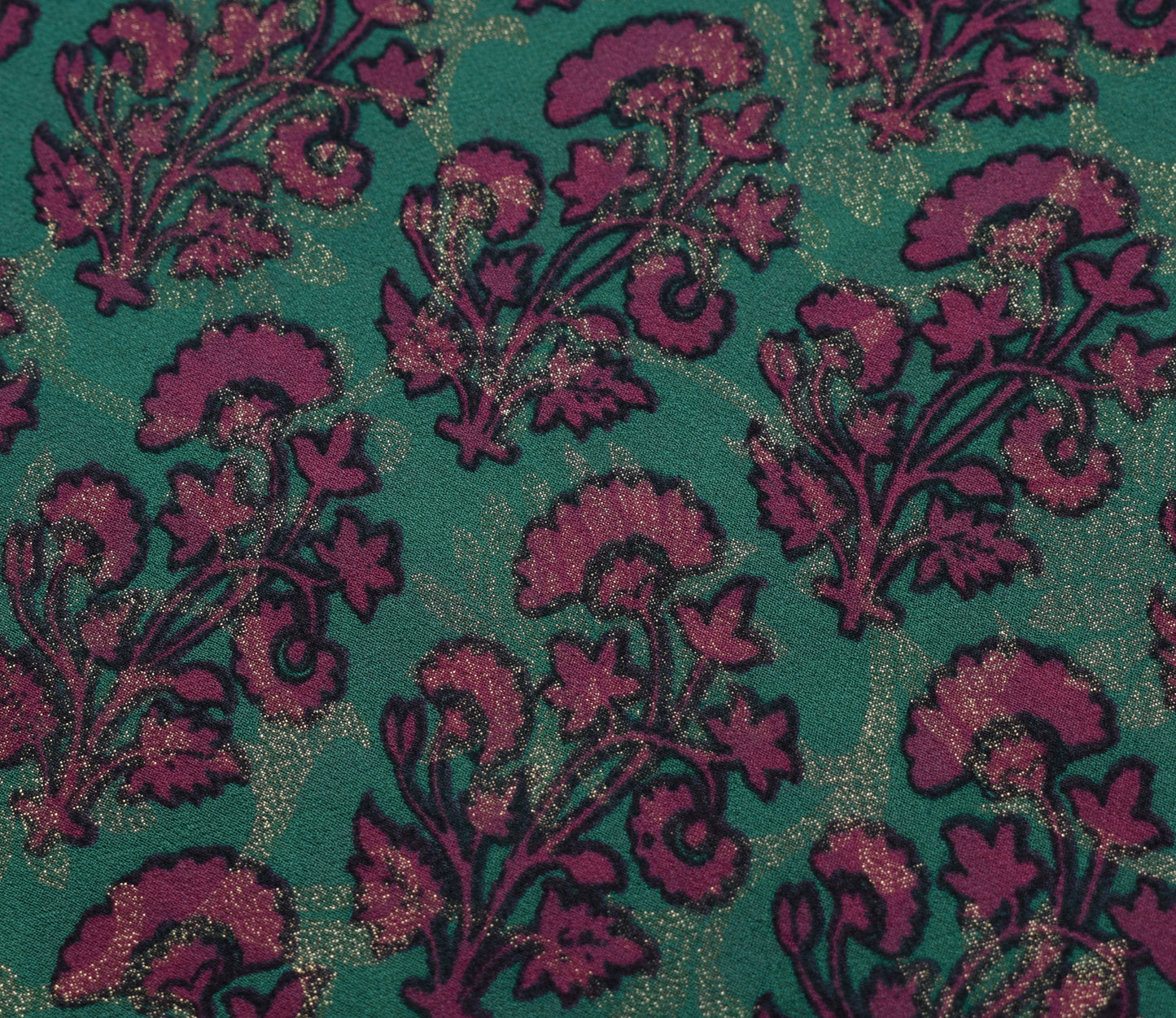 Sushila Vintage Green Saree 100% Pure Georgette Silk Printed Floral Craft Fabric