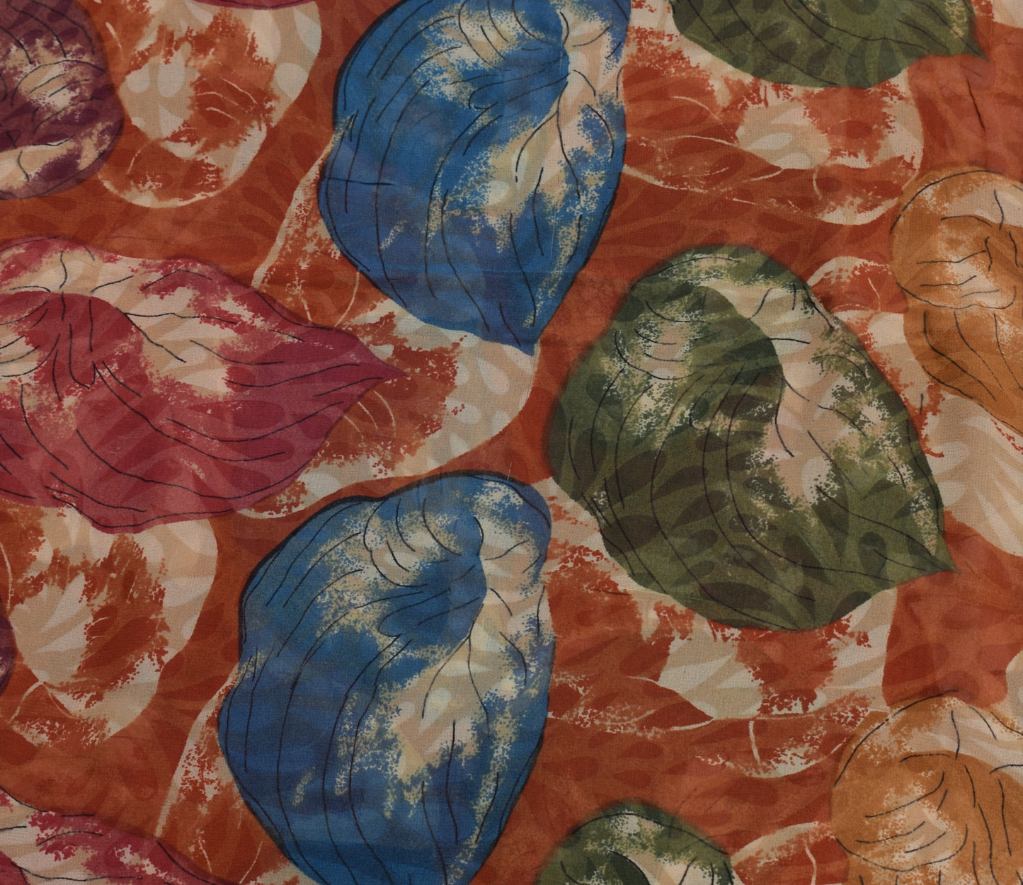 Sushila Vintage Brown Saree 100% Pure Georgette Silk Printed Floral Craft Fabric