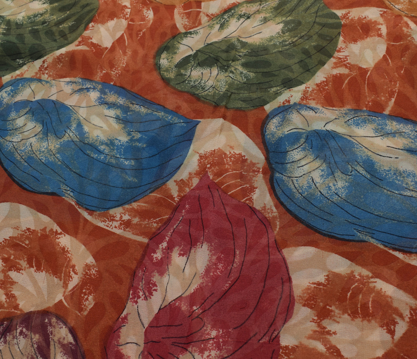 Sushila Vintage Brown Saree 100% Pure Georgette Silk Printed Floral Craft Fabric