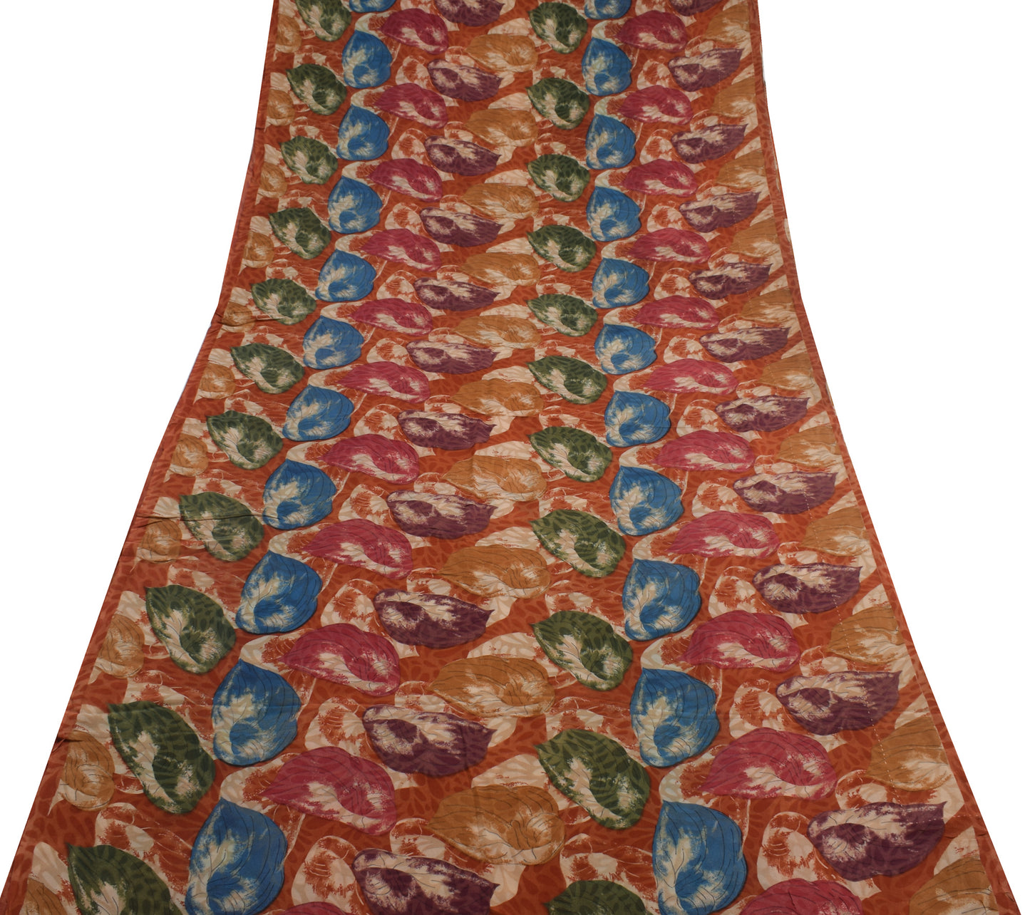 Sushila Vintage Brown Saree 100% Pure Georgette Silk Printed Floral Craft Fabric