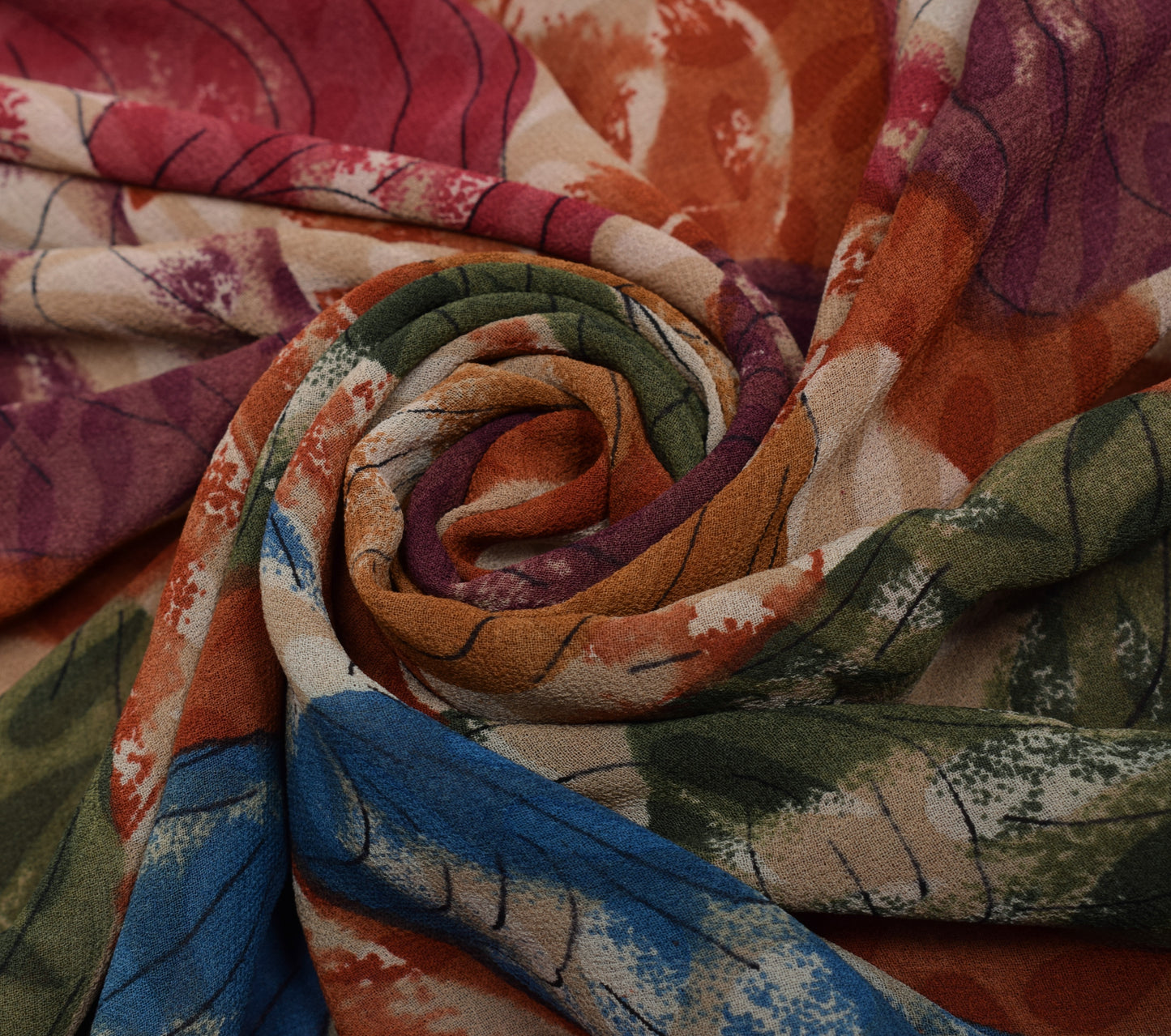 Sushila Vintage Brown Saree 100% Pure Georgette Silk Printed Floral Craft Fabric