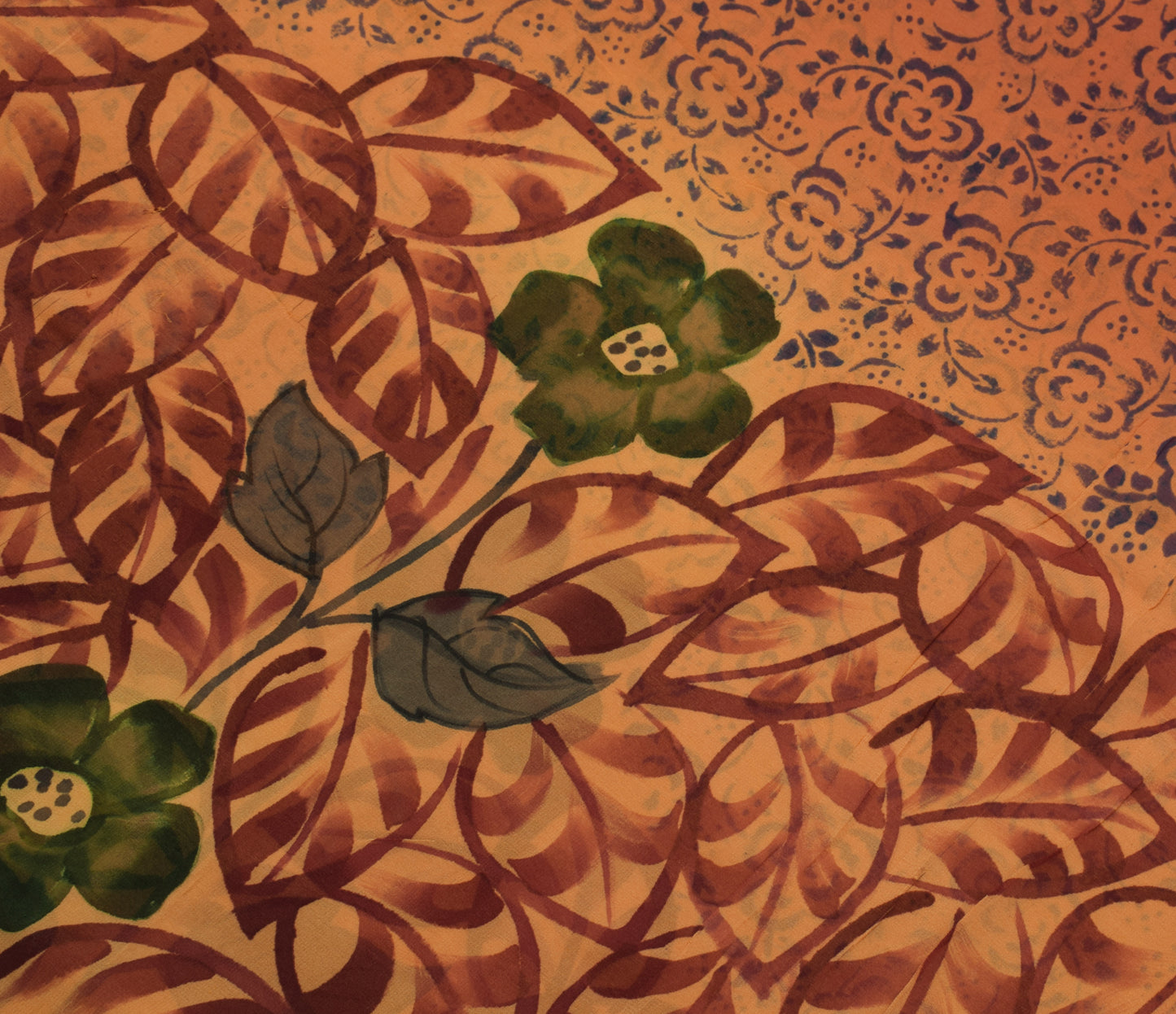 Sushila Vintage Indian Saree 100%Pure Georgette Silk Printed Floral Craft Fabric