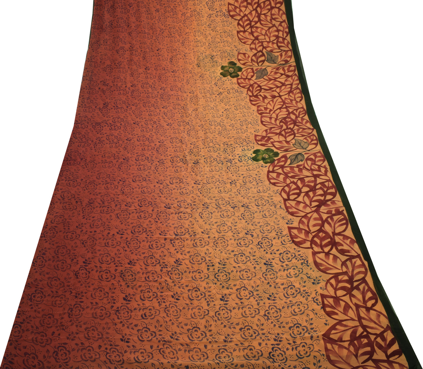 Sushila Vintage Indian Saree 100%Pure Georgette Silk Printed Floral Craft Fabric