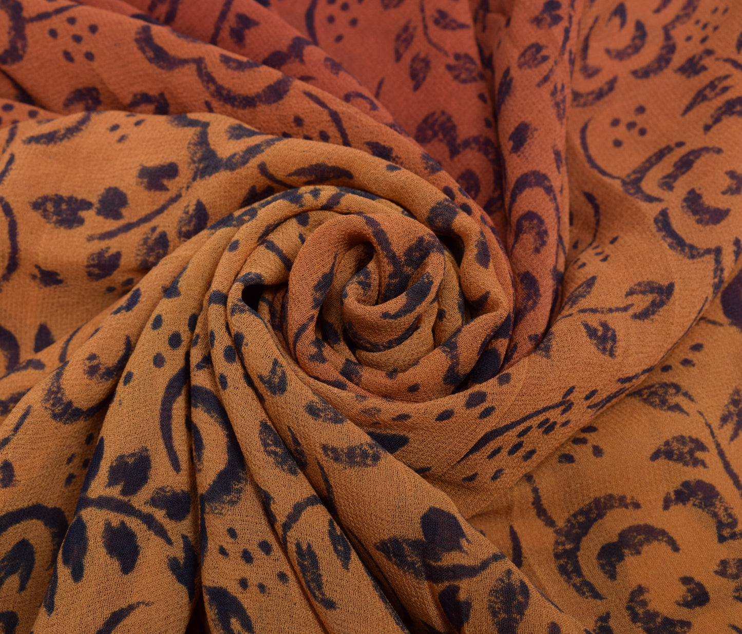 Sushila Vintage Indian Saree 100%Pure Georgette Silk Printed Floral Craft Fabric