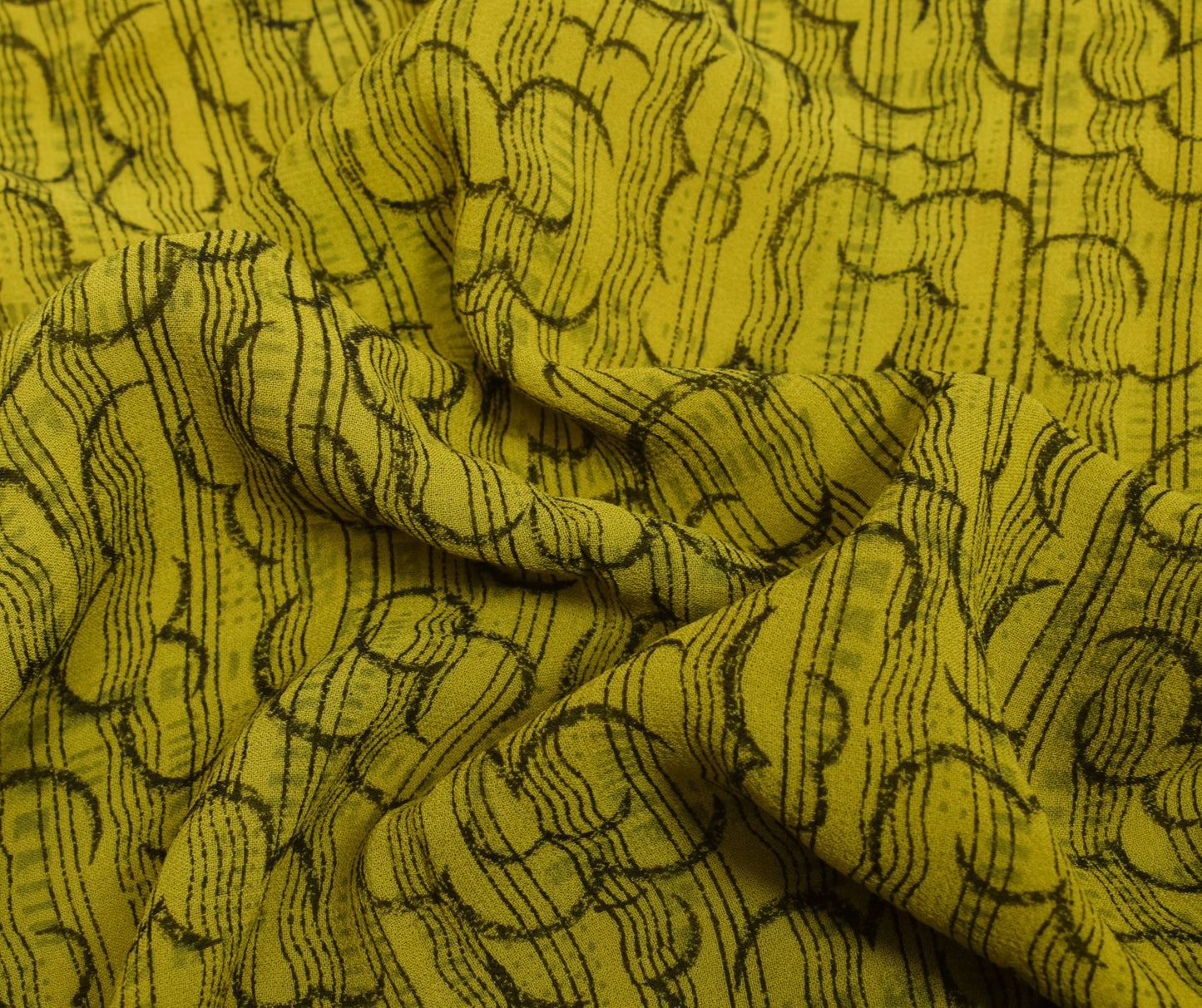 Sushila Vintage Green Indian Saree 100% Pure Georgette Silk Printed Craft Fabric