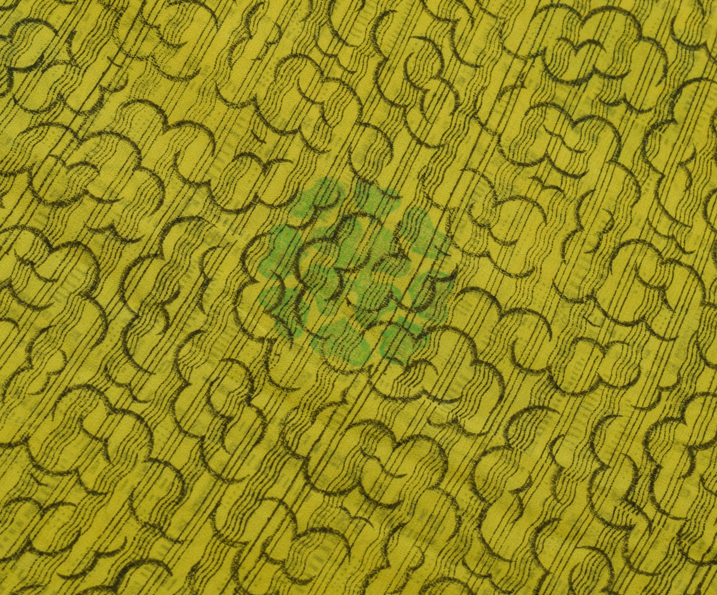 Sushila Vintage Green Indian Saree 100% Pure Georgette Silk Printed Craft Fabric