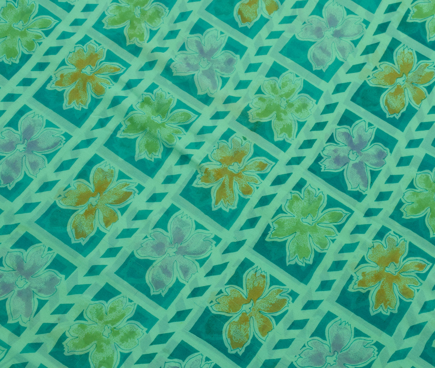 Sushila Vintage Saree 100% Pure Georgette Silk Printed Floral Craft Fabric