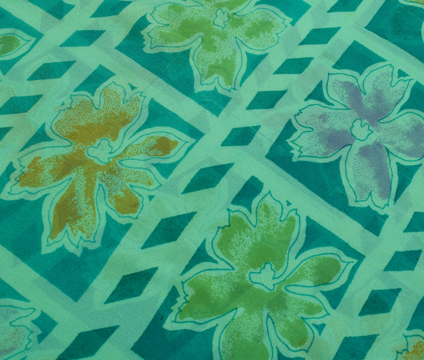 Sushila Vintage Saree 100% Pure Georgette Silk Printed Floral Craft Fabric