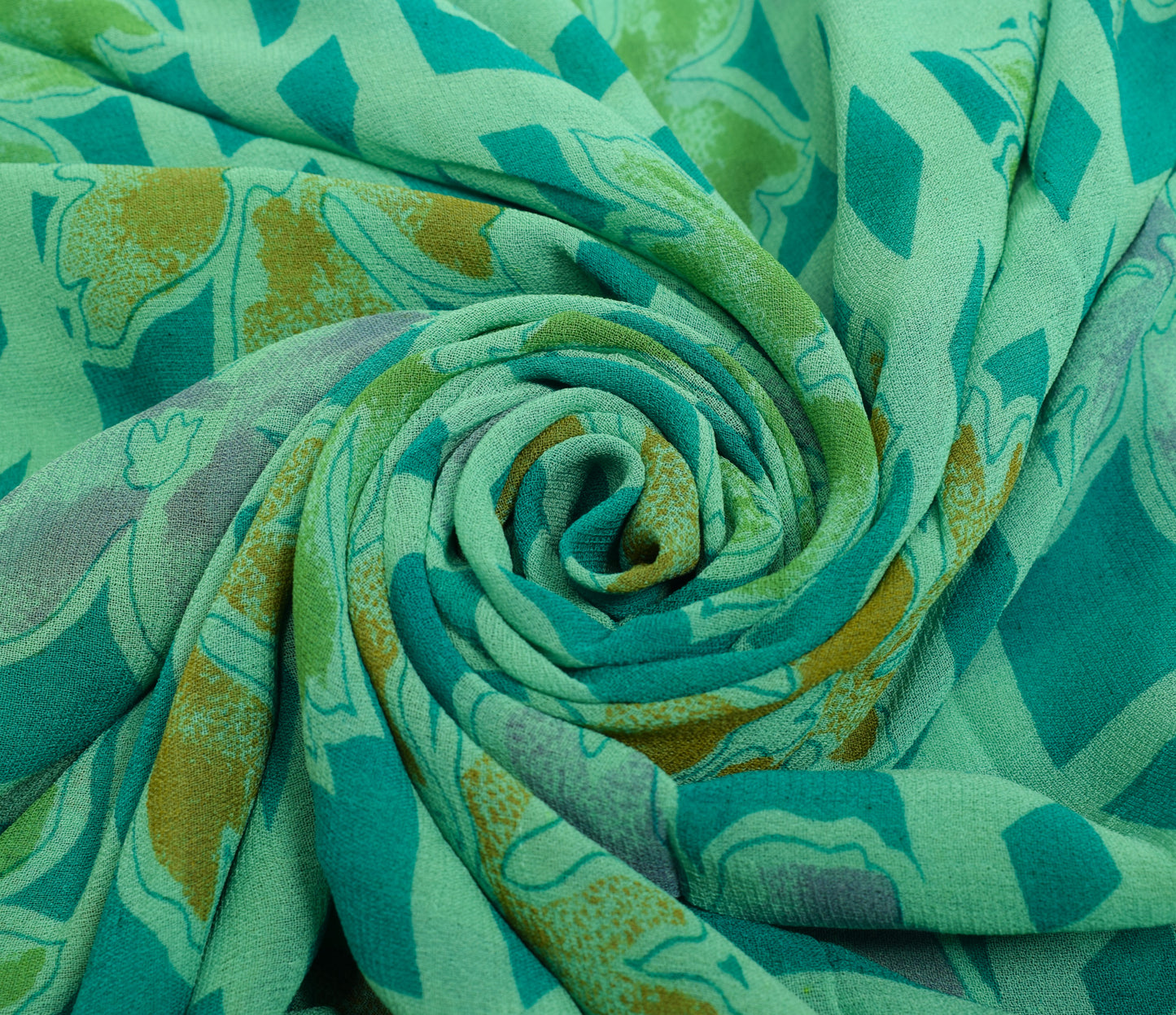 Sushila Vintage Saree 100% Pure Georgette Silk Printed Floral Craft Fabric