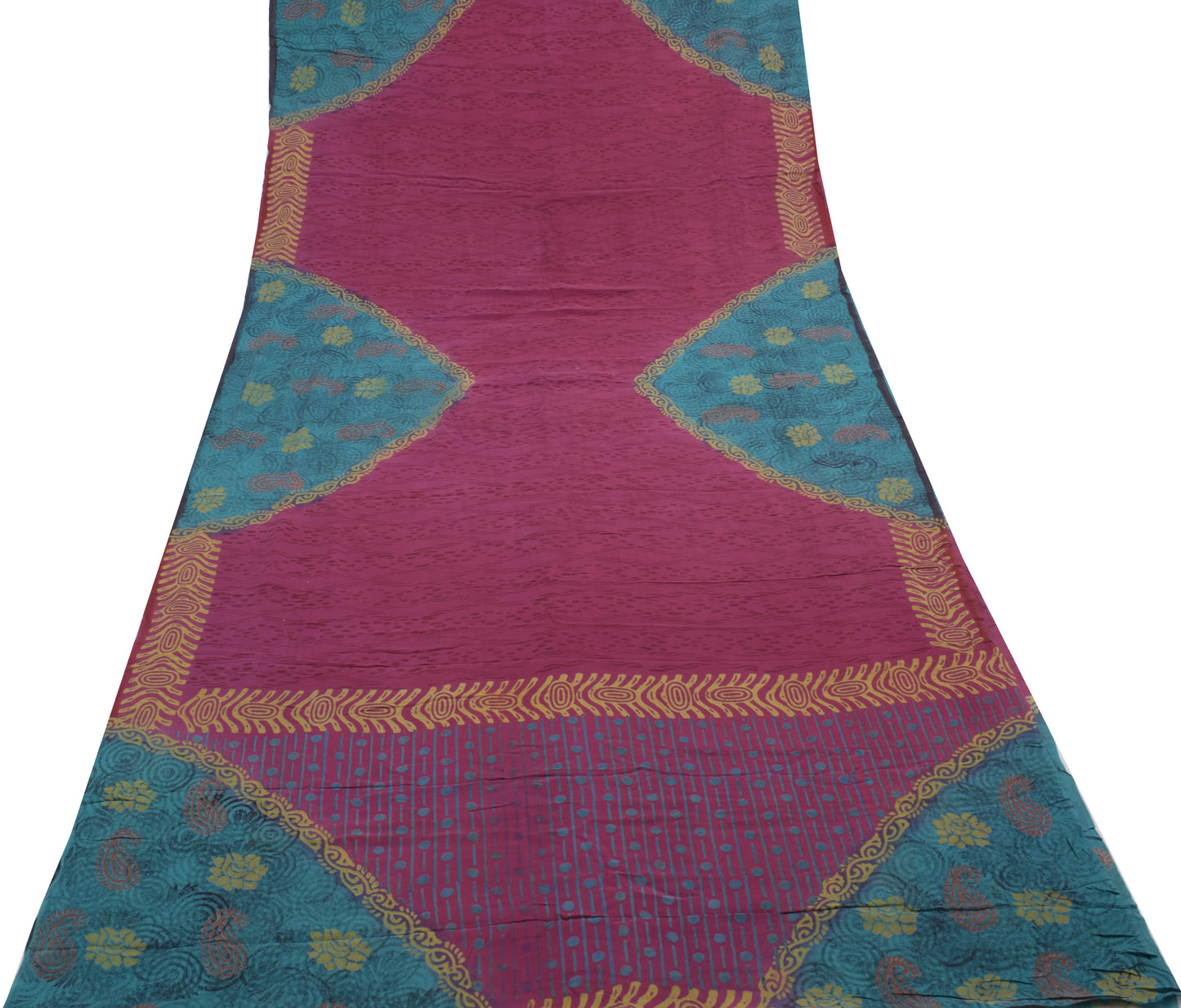 Sushila Vintage Purple Saree 100% Pure Georgette Silk Printed Craft Fabric