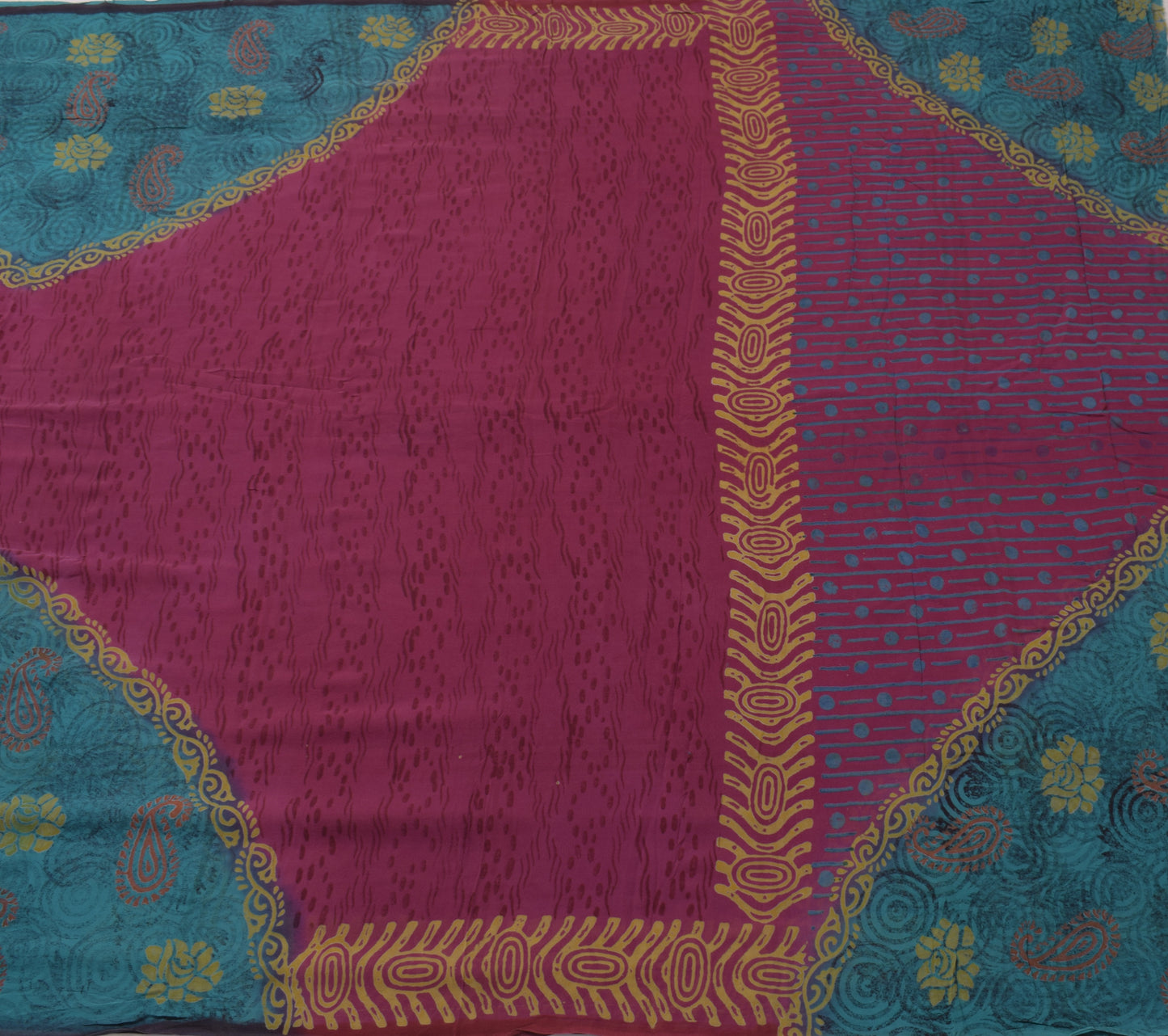Sushila Vintage Purple Saree 100% Pure Georgette Silk Printed Craft Fabric