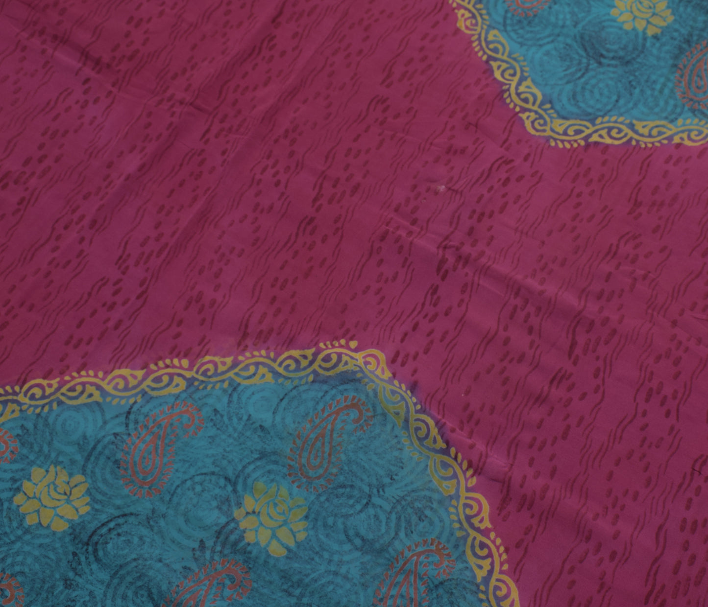 Sushila Vintage Purple Saree 100% Pure Georgette Silk Printed Craft Fabric