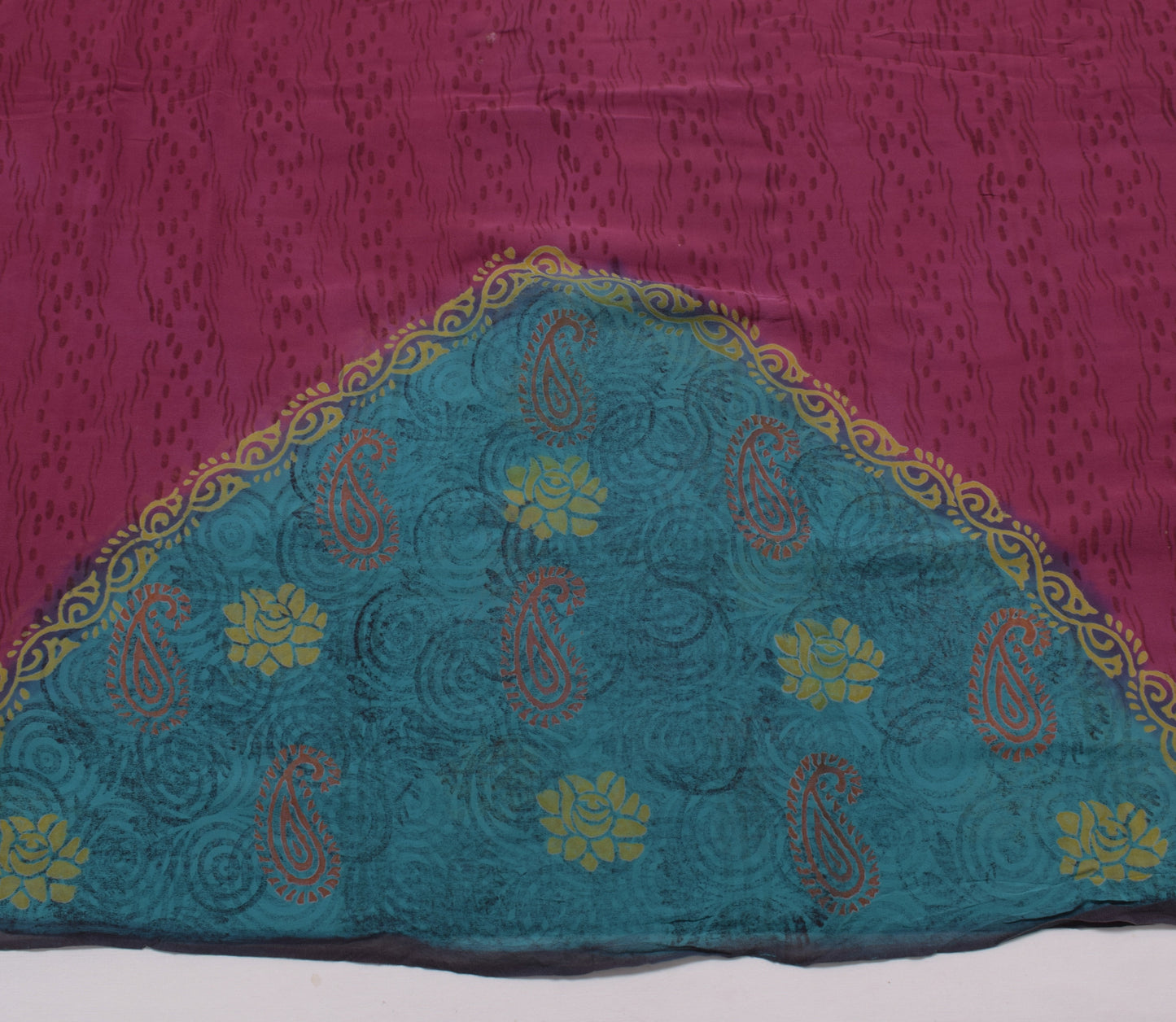 Sushila Vintage Purple Saree 100% Pure Georgette Silk Printed Craft Fabric