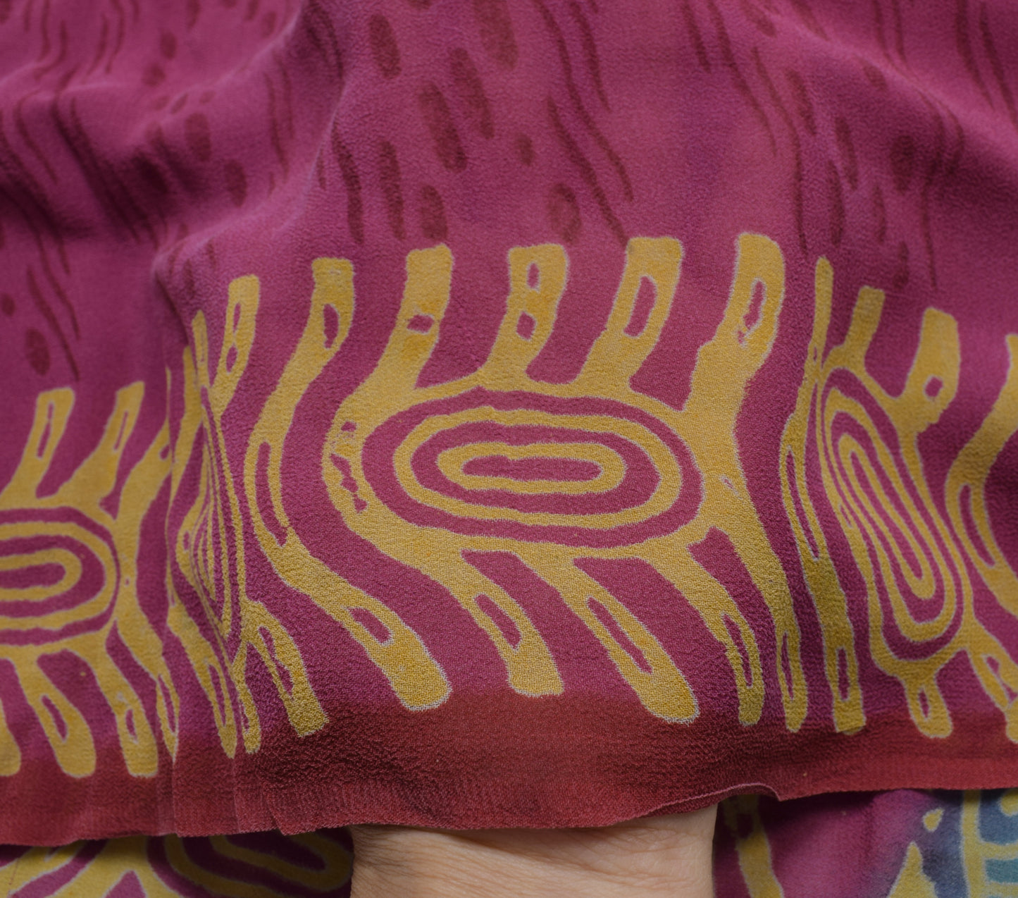Sushila Vintage Purple Saree 100% Pure Georgette Silk Printed Craft Fabric