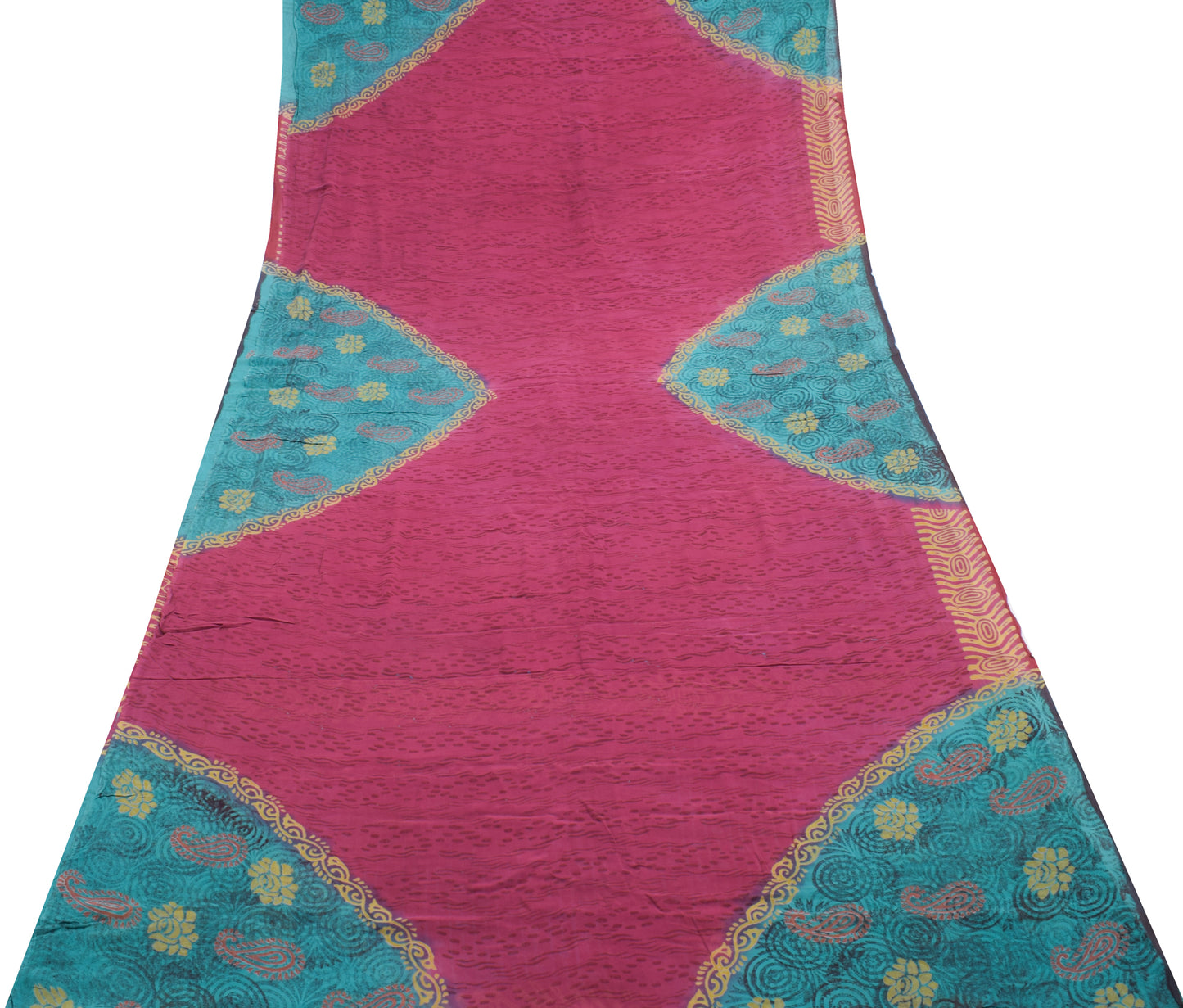 Sushila Vintage Purple Saree 100% Pure Georgette Silk Printed Craft Fabric
