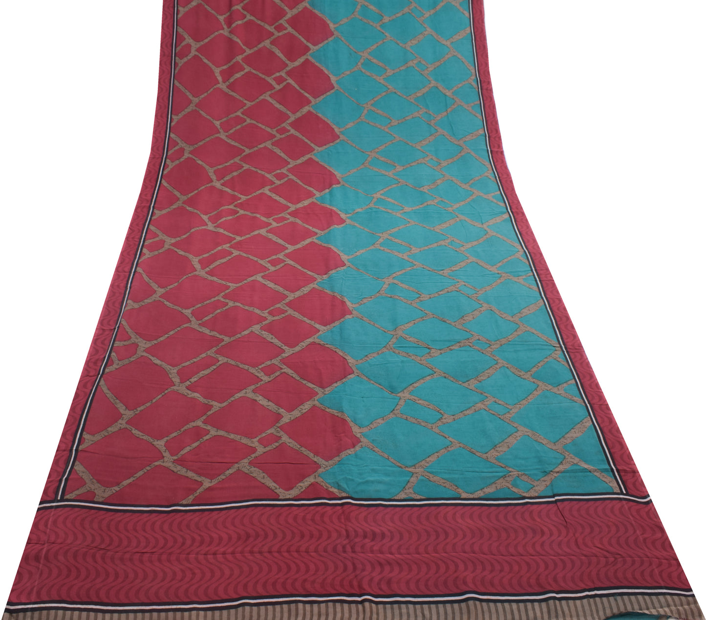 Sushila Vintage Indian Saree 100% Pure Georgette Silk Printed 5 YD Craft Fabric