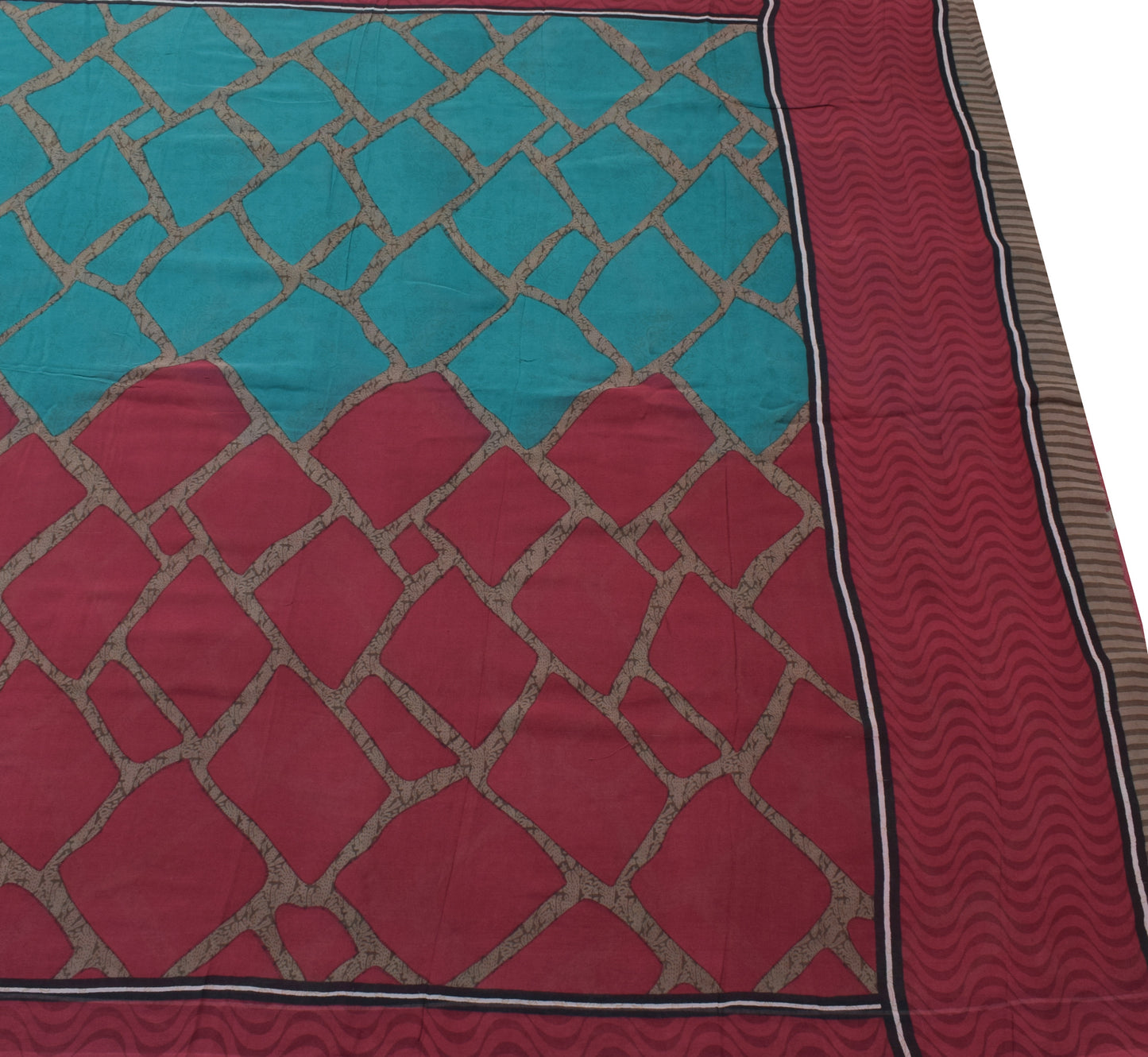 Sushila Vintage Indian Saree 100% Pure Georgette Silk Printed 5 YD Craft Fabric