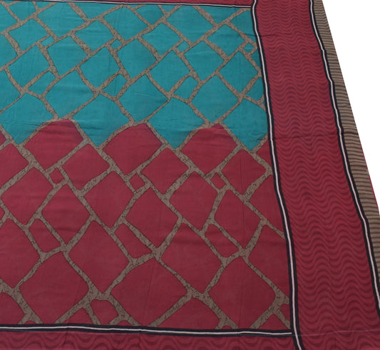 Sushila Vintage Indian Saree 100% Pure Georgette Silk Printed 5 YD Craft Fabric