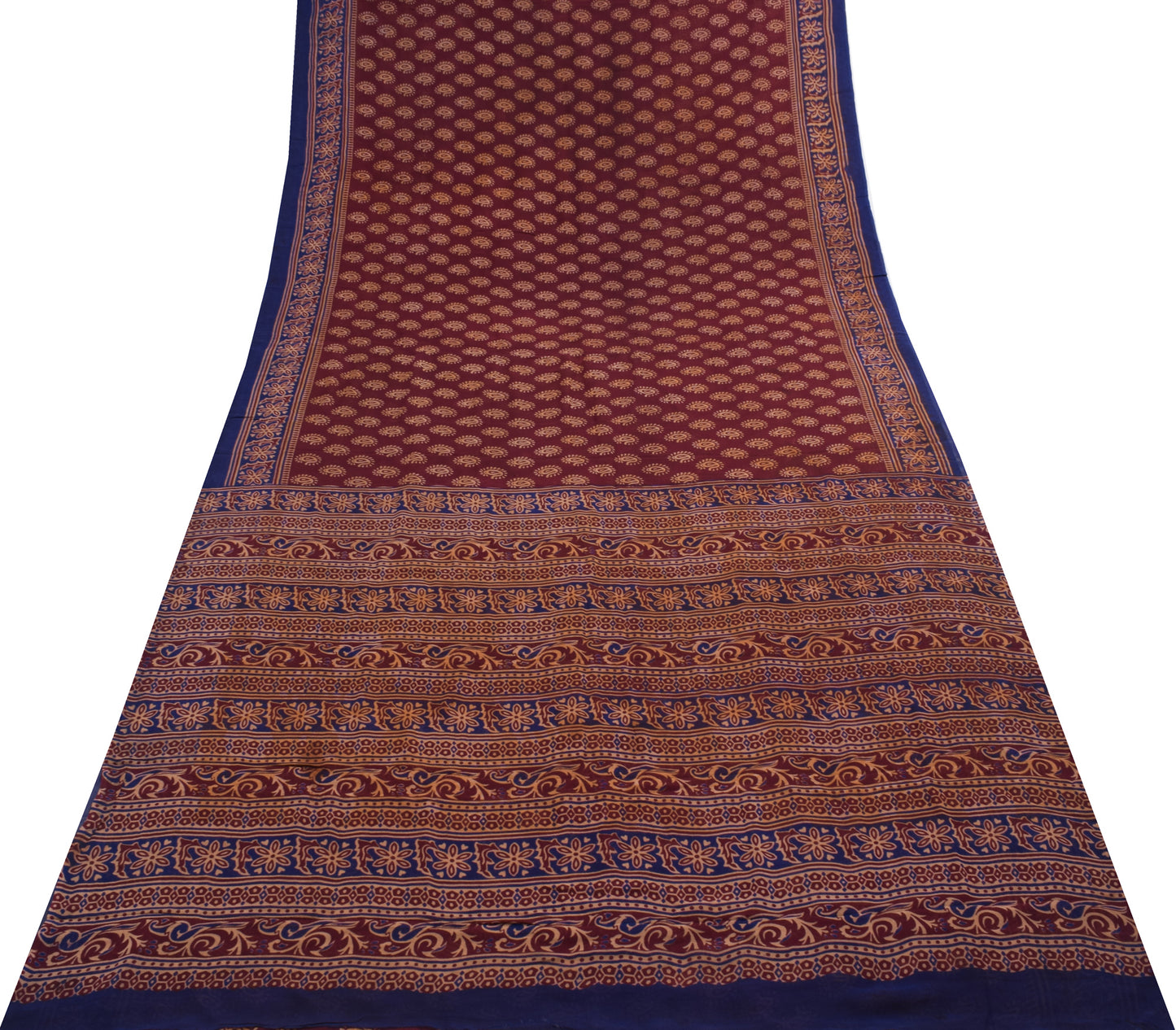 Sushila Vintage Maroon Saree Pure Georgette Silk Printed Paisley Craft Fabric