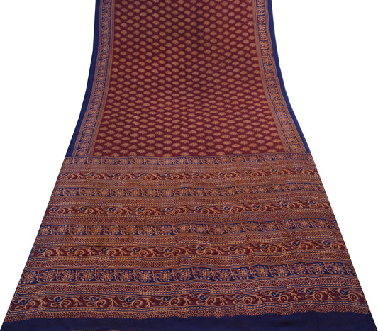 Sushila Vintage Maroon Saree Pure Georgette Silk Printed Paisley Craft Fabric