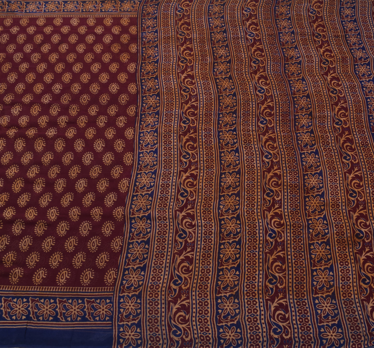 Sushila Vintage Maroon Saree Pure Georgette Silk Printed Paisley Craft Fabric