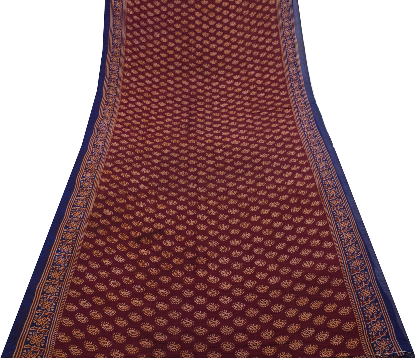 Sushila Vintage Maroon Saree Pure Georgette Silk Printed Paisley Craft Fabric