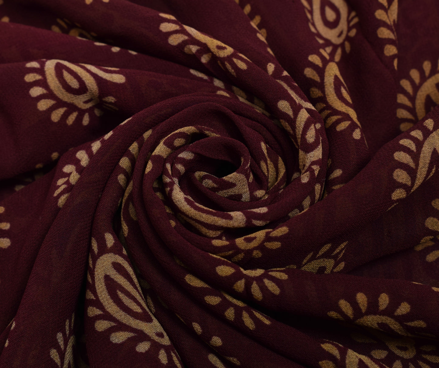 Sushila Vintage Maroon Saree Pure Georgette Silk Printed Paisley Craft Fabric