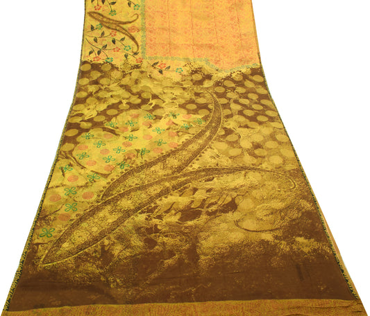 Sushila Vintage Branded Saree 100% Pure Georgette Silk Printed Craft Fabric