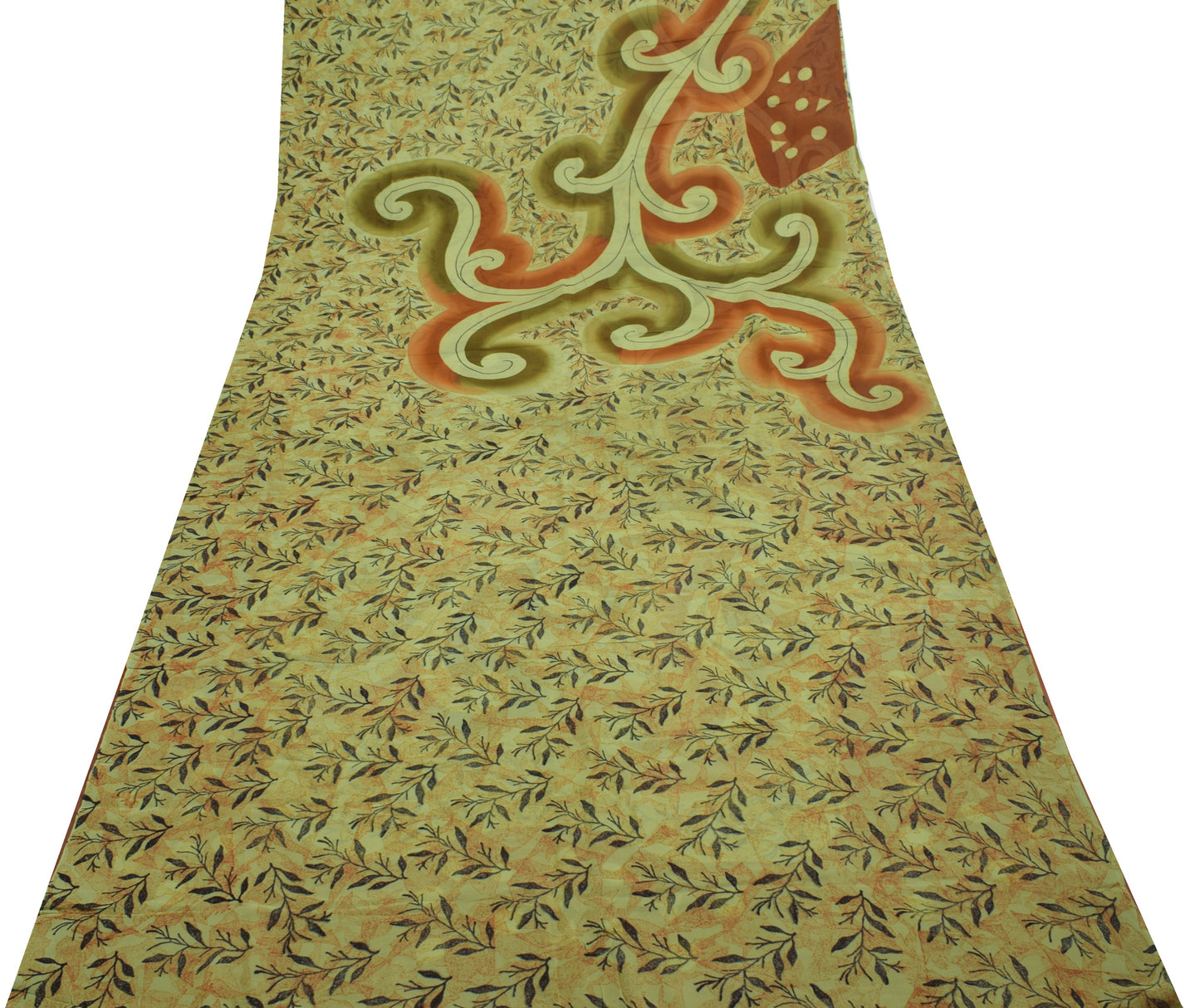 Sushila Vintage Green Saree 100% Pure Georgette Silk Floral Printed Craft Fabric