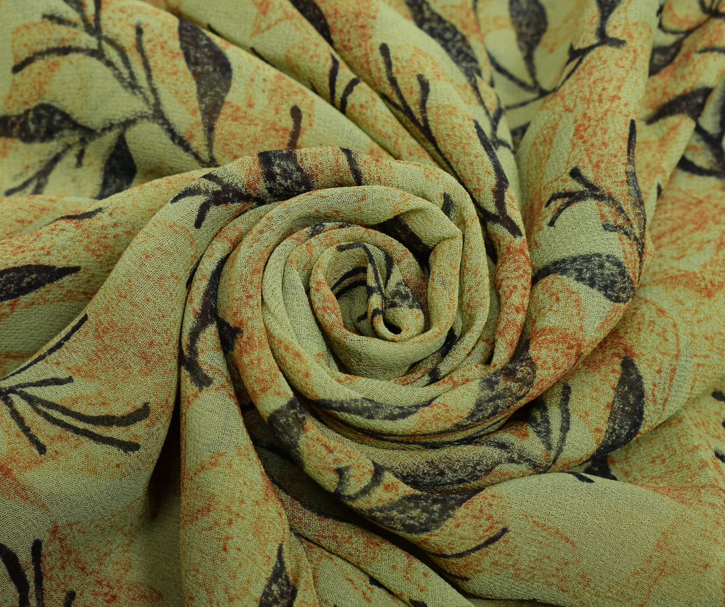 Sushila Vintage Green Saree 100% Pure Georgette Silk Floral Printed Craft Fabric