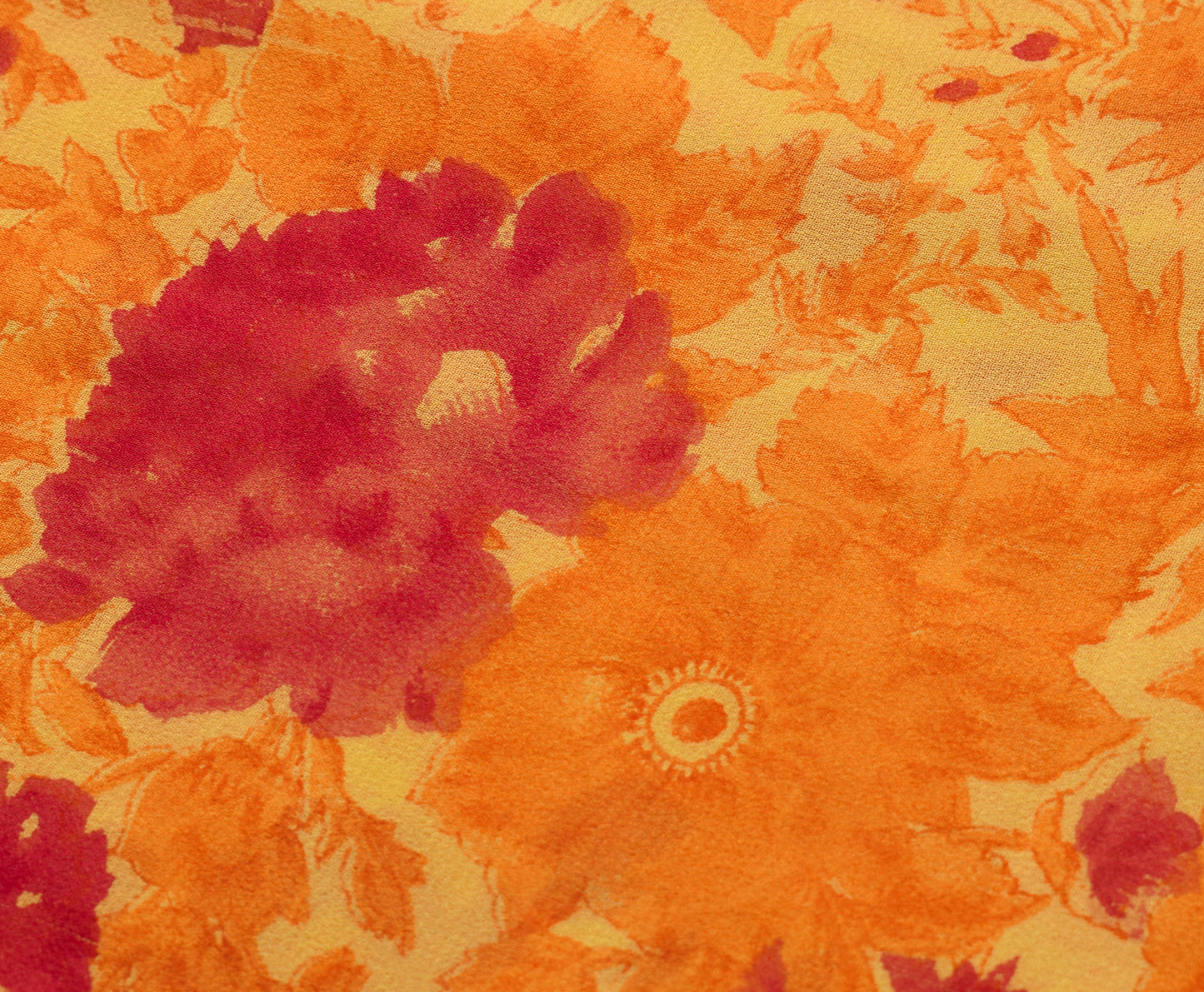 Sushila Vintage Yellow Saree 100%Pure Georgette Silk Printed Floral Craft Fabric