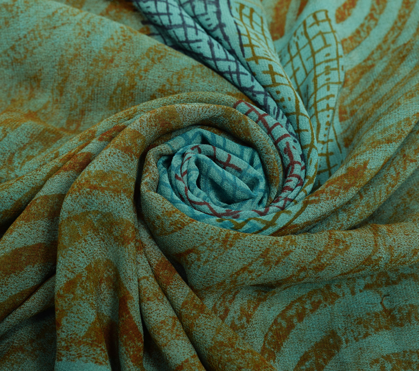 Sushila Vintage Saree 100% Pure Georgette Silk Printed Floral Craft Fabric
