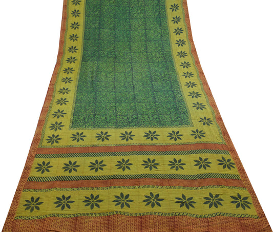 Sushila Vintage Green Branded Saree Pure Georgette Silk Printed Floral Fabric